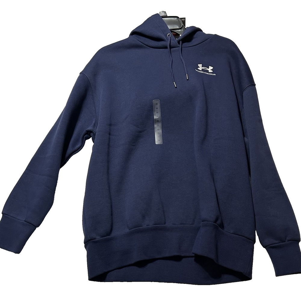 UA Under Armour Women's Icon Fleece Oversized XS Blue Hoodie Sweatshirt NEW (B6)